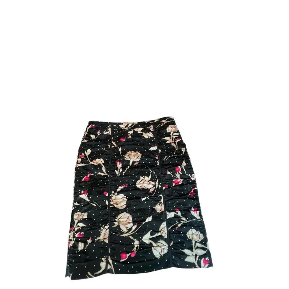 Sz 6 White House Black Market Soft A line Floral Layered‎ Lined Skirt Waist 30